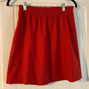 Red J Crew sidewalk skirt.